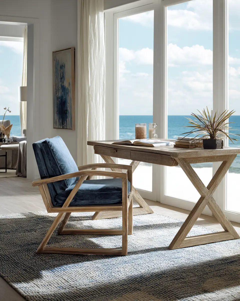 Navy Coastal Home Office Decor Ideas