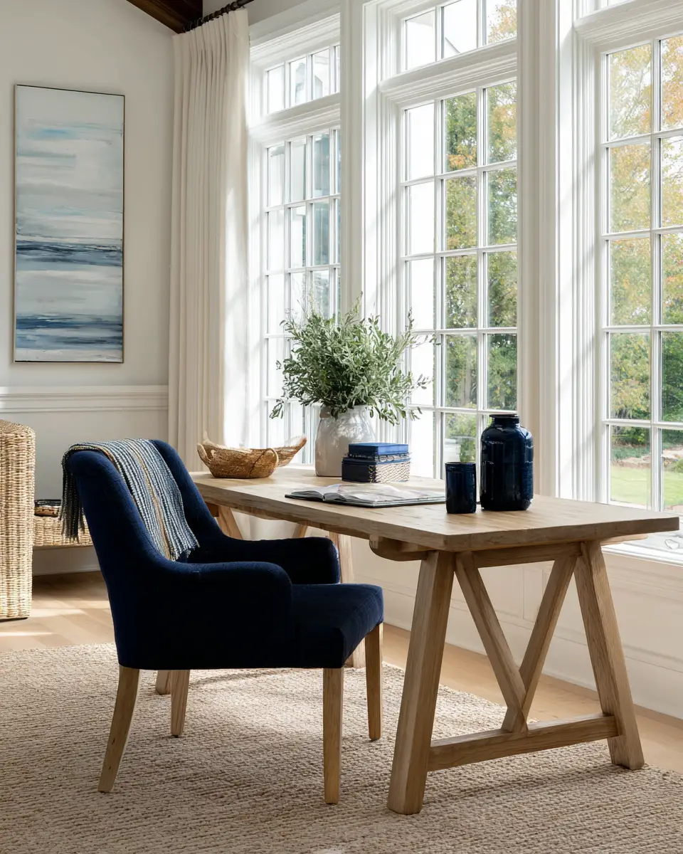 Navy Coastal Home Office Decor Ideas