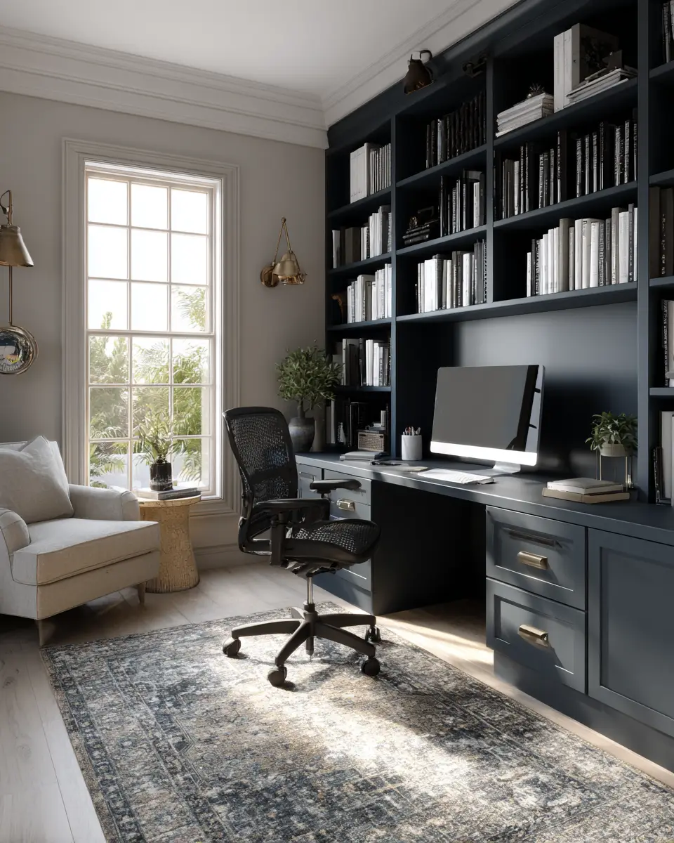 Navy Coastal Home Office Decor Ideas