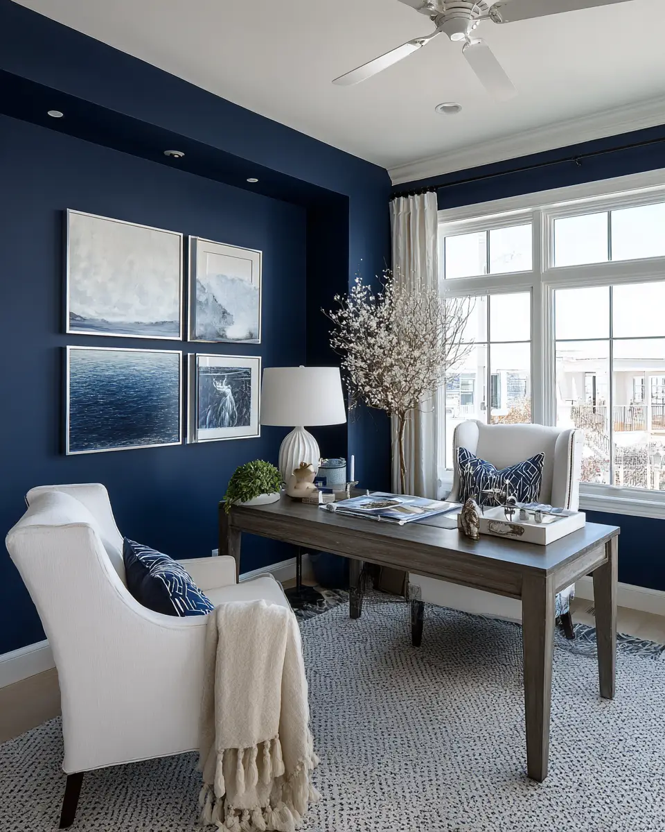 Navy Coastal Home Office Decor Ideas