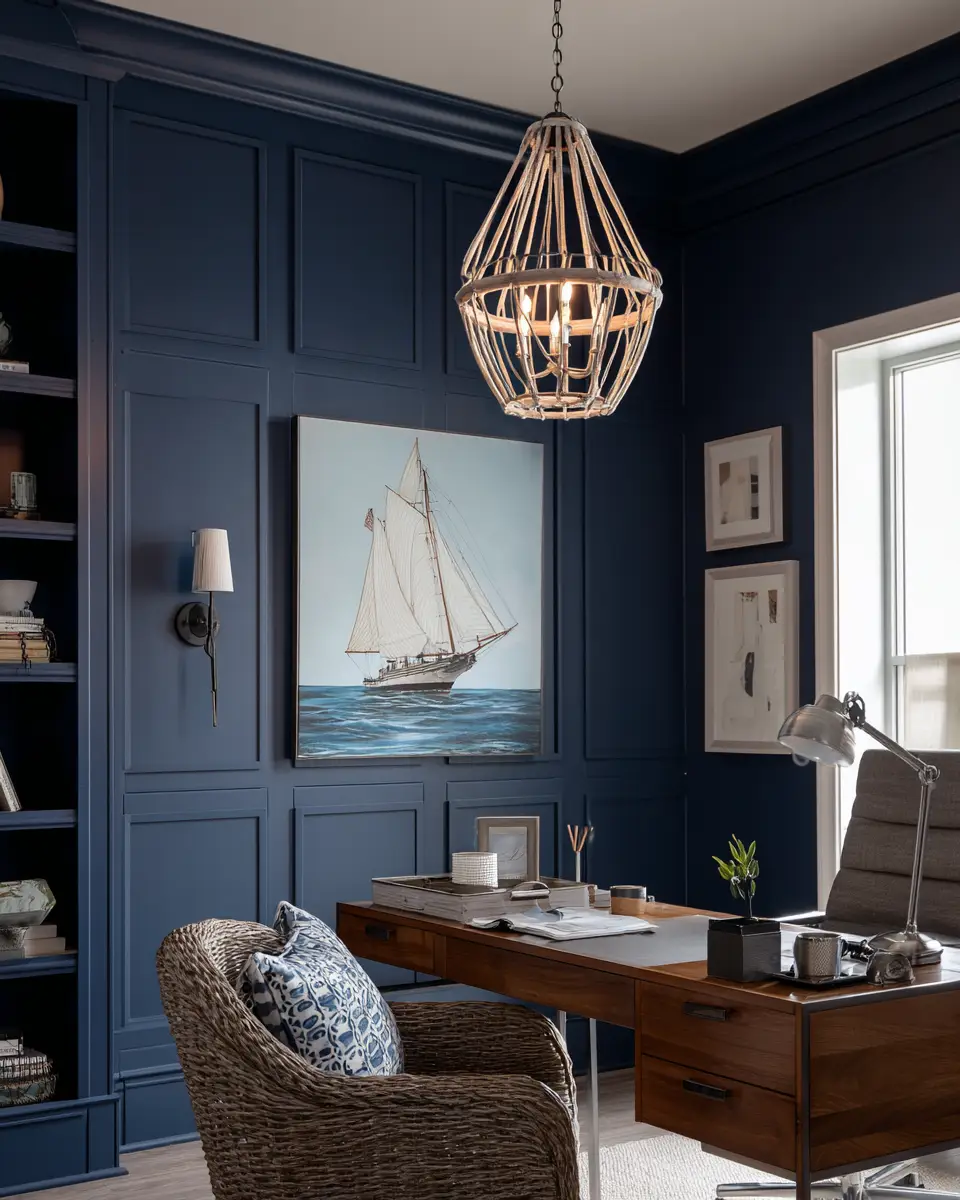 Navy Coastal Home Office Decor Ideas