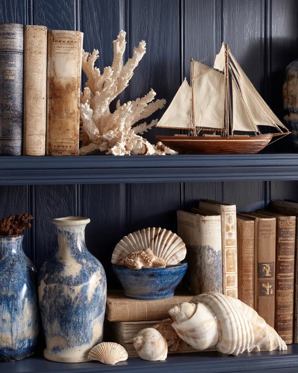 Navy Coastal Home Office Decor Ideas