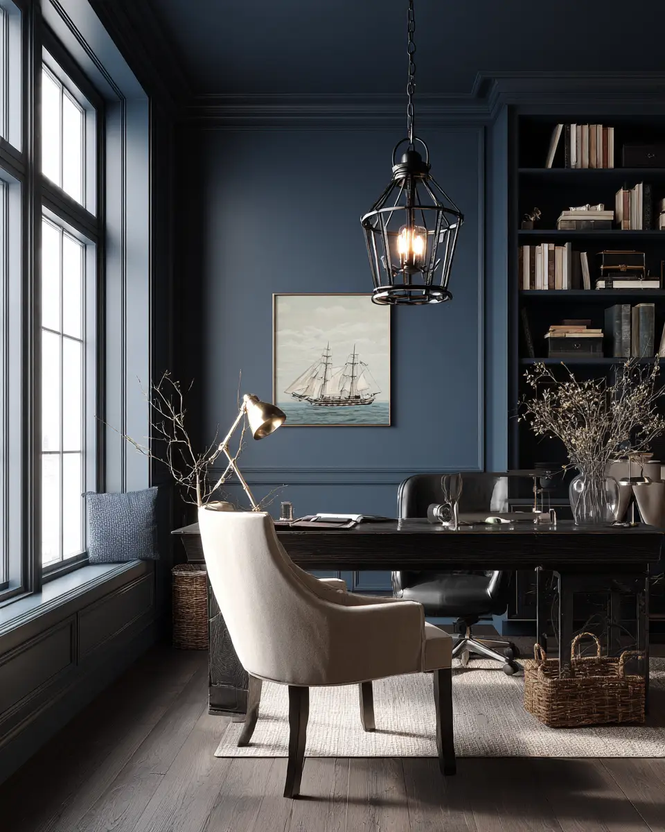 Navy Coastal Home Office Decor Ideas