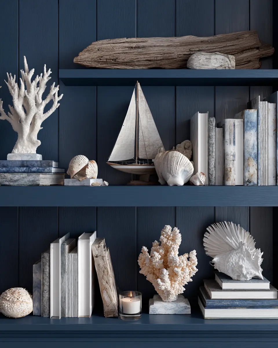 Navy Coastal Home Office Decor Ideas
