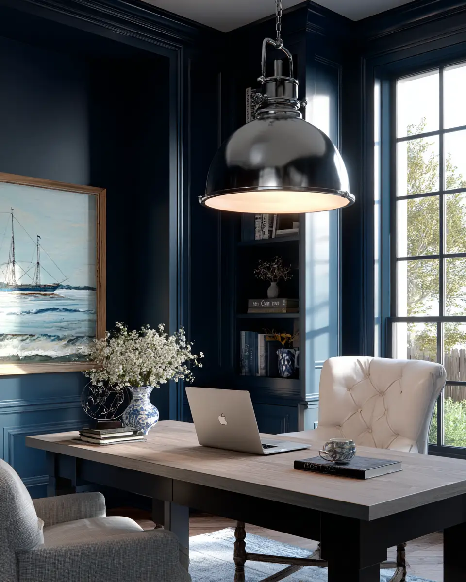 Navy Coastal Home Office Decor Ideas