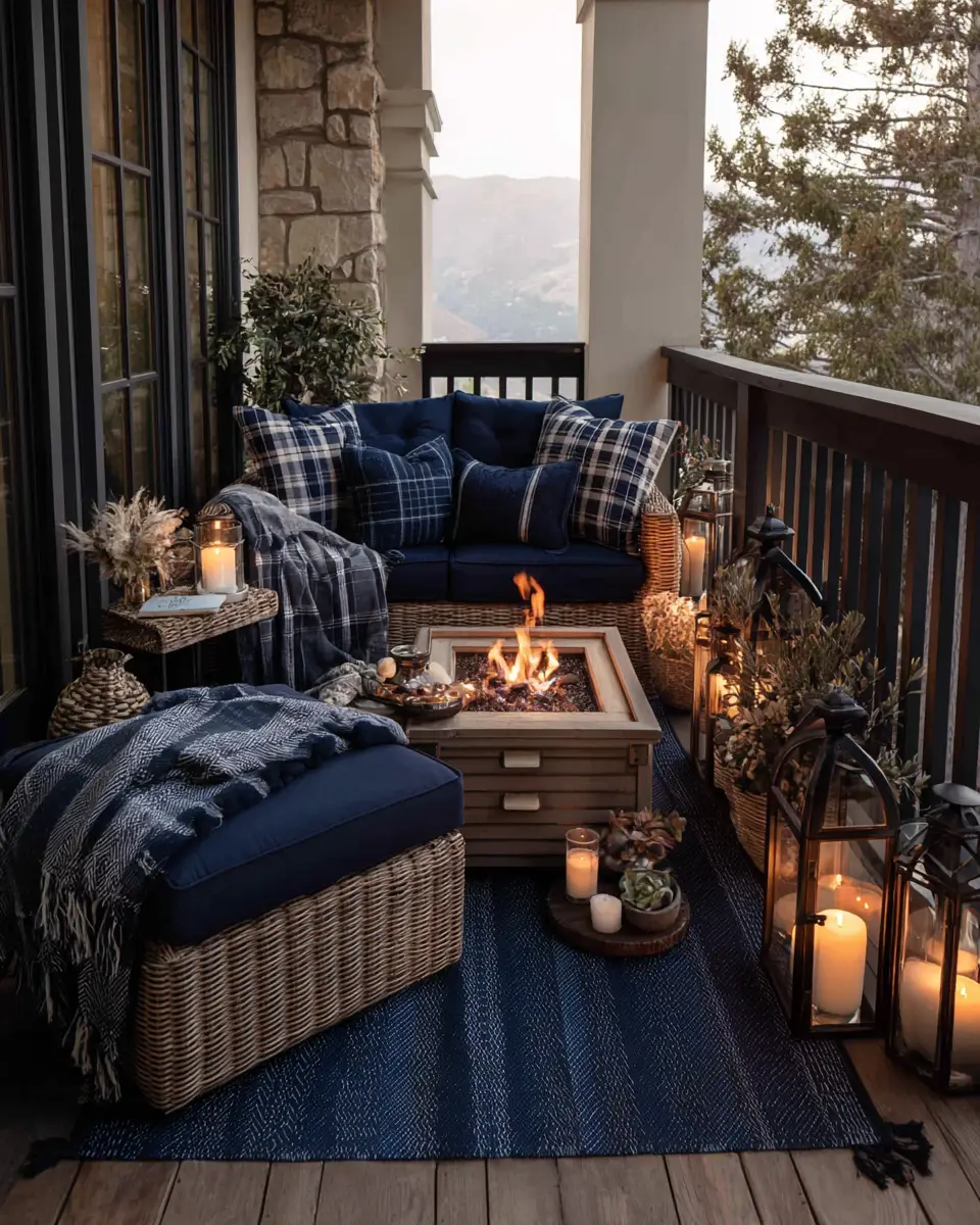 Navy Farmhouse Balcony Decor Ideas - Featured
