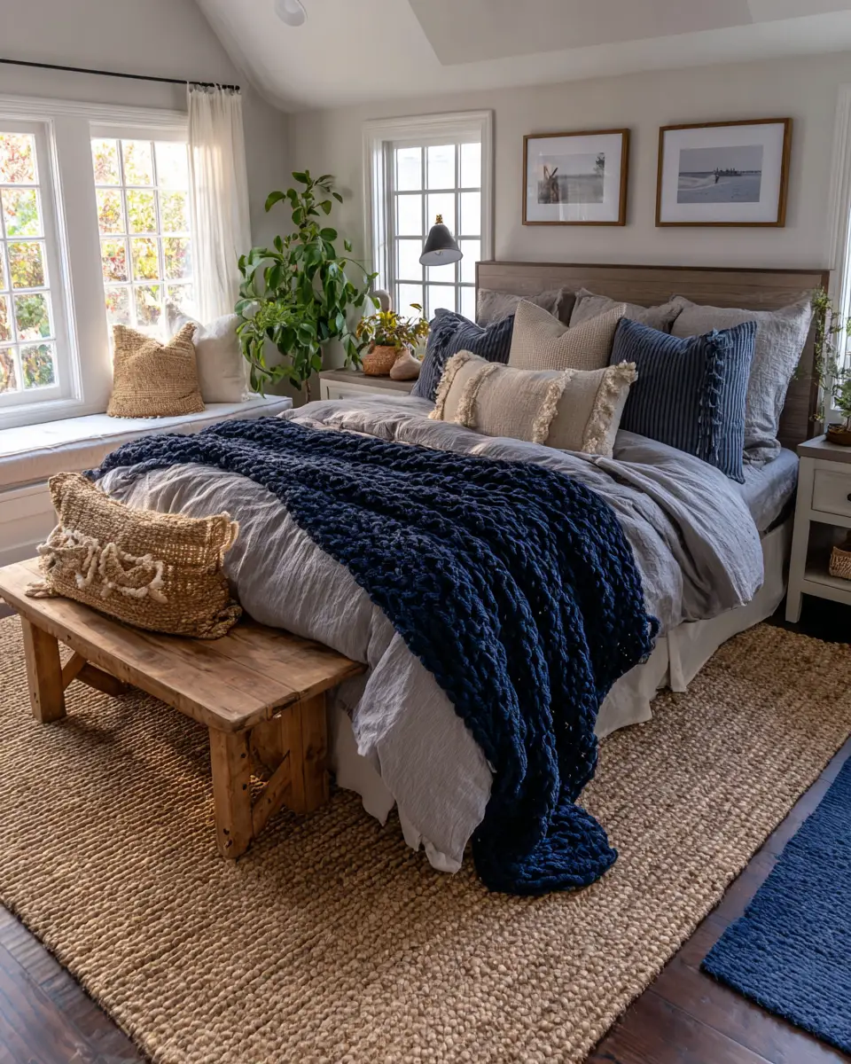 Navy Farmhouse Bedroom Decor Ideas