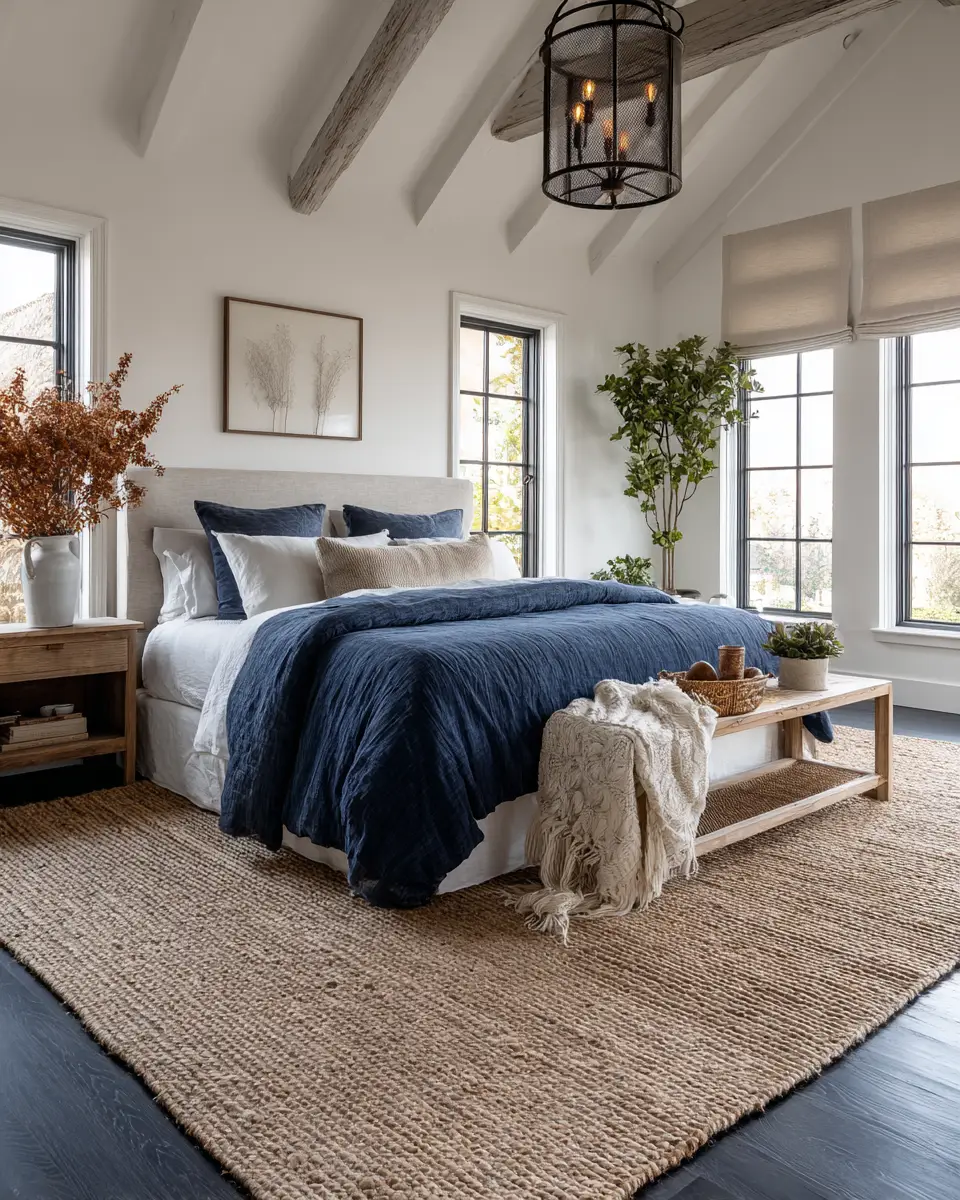 Navy Farmhouse Bedroom Decor Ideas