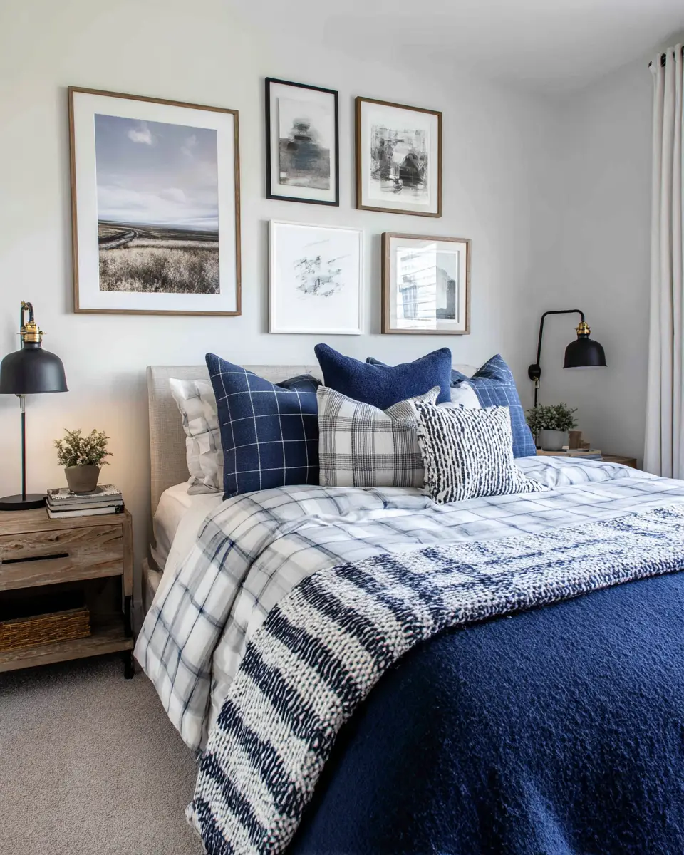 Navy Farmhouse Bedroom Decor Ideas