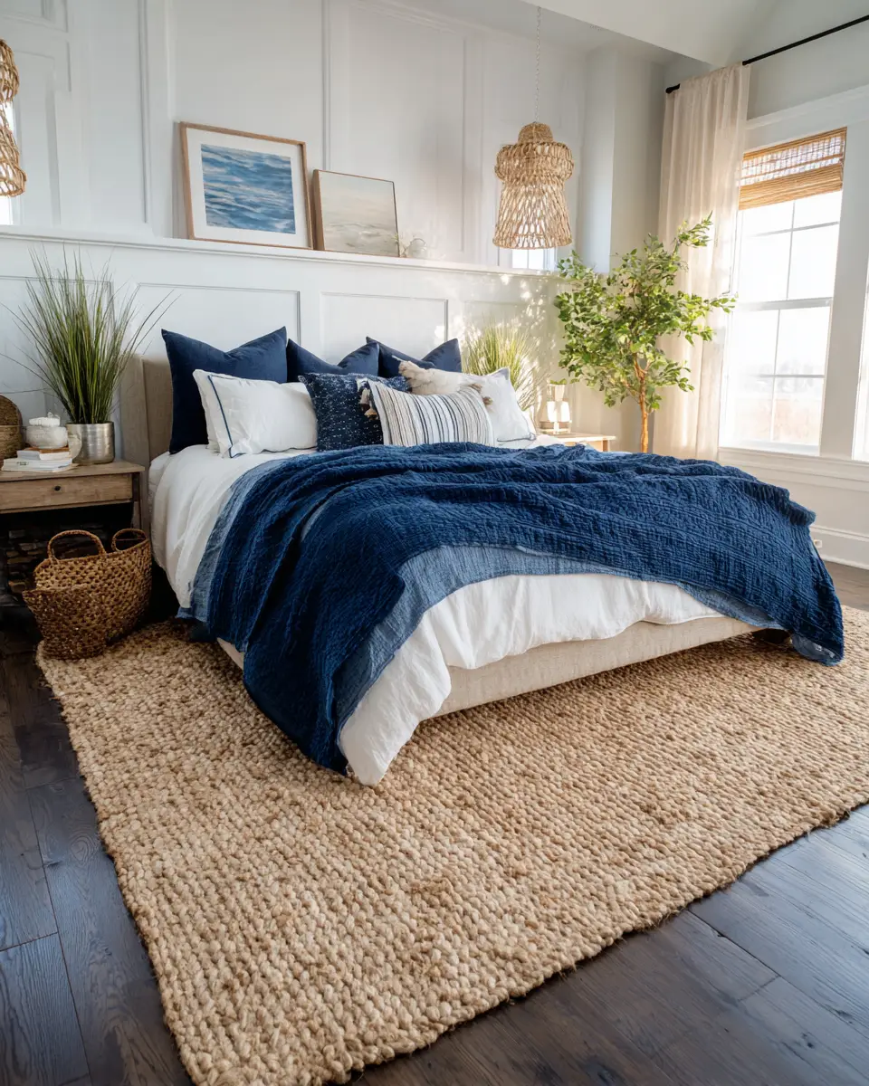 Navy Farmhouse Bedroom Decor Ideas