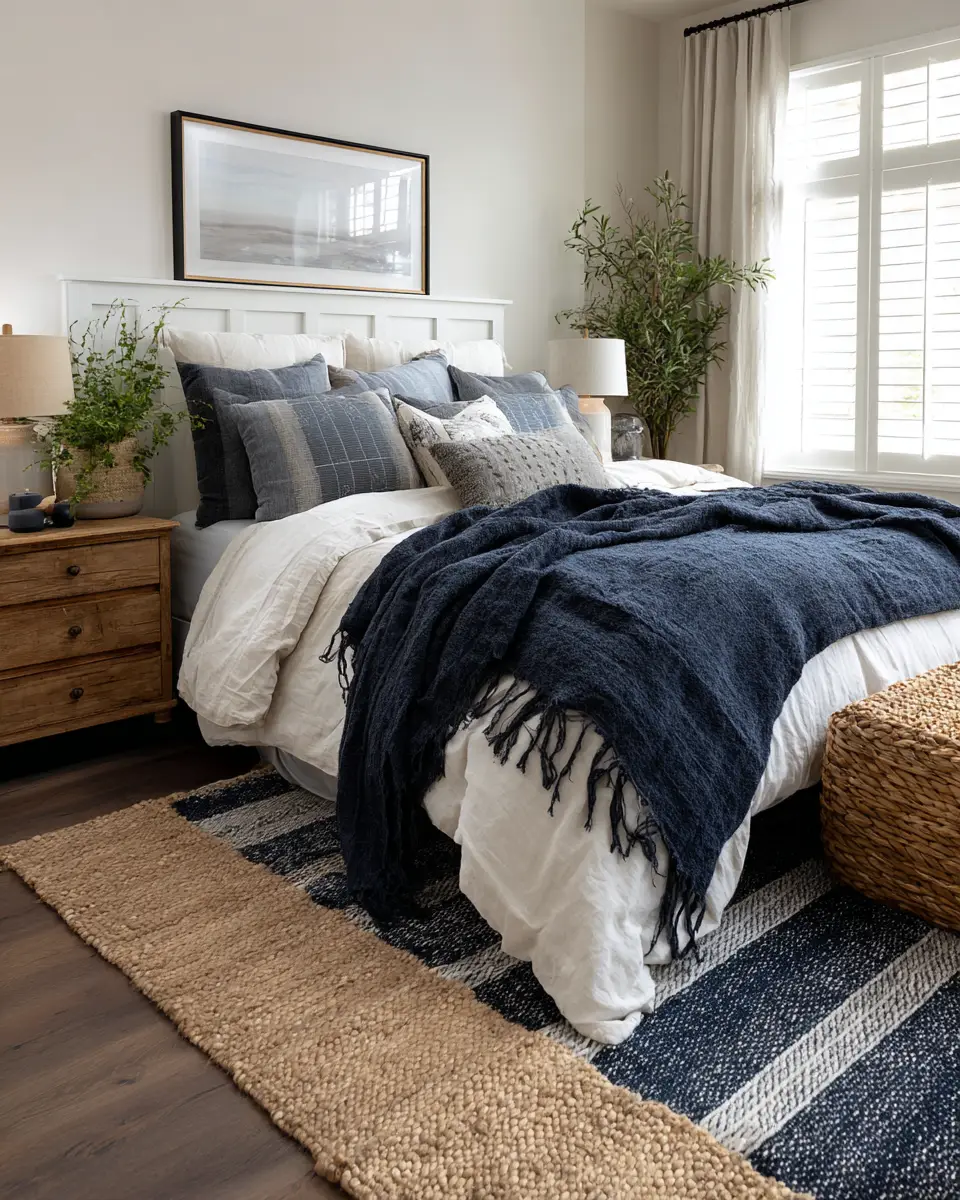Navy Farmhouse Bedroom Decor Ideas