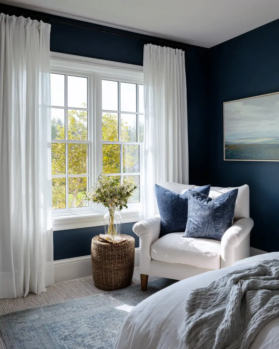 Navy Farmhouse Bedroom Decor Ideas