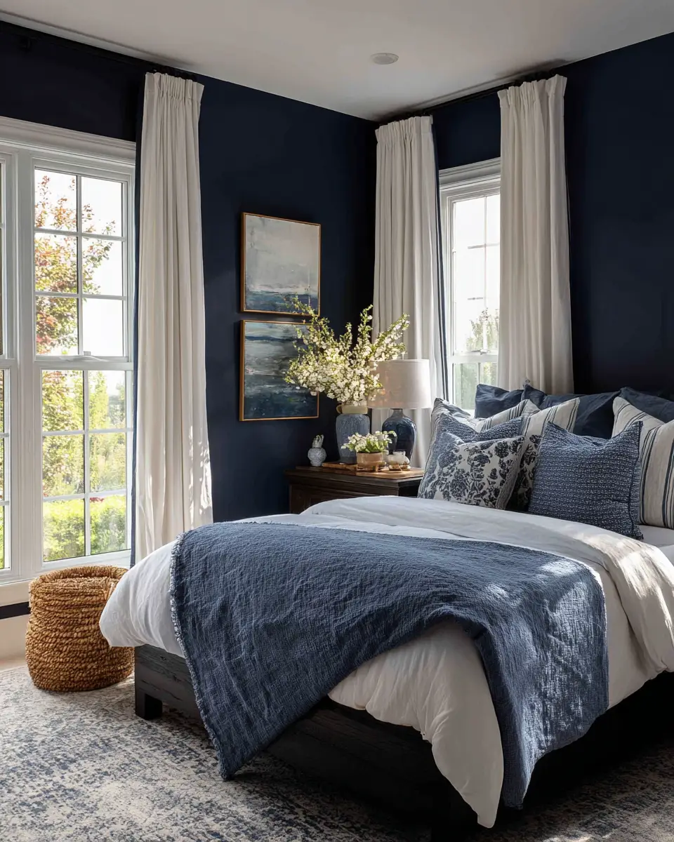 Navy Farmhouse Bedroom Decor Ideas