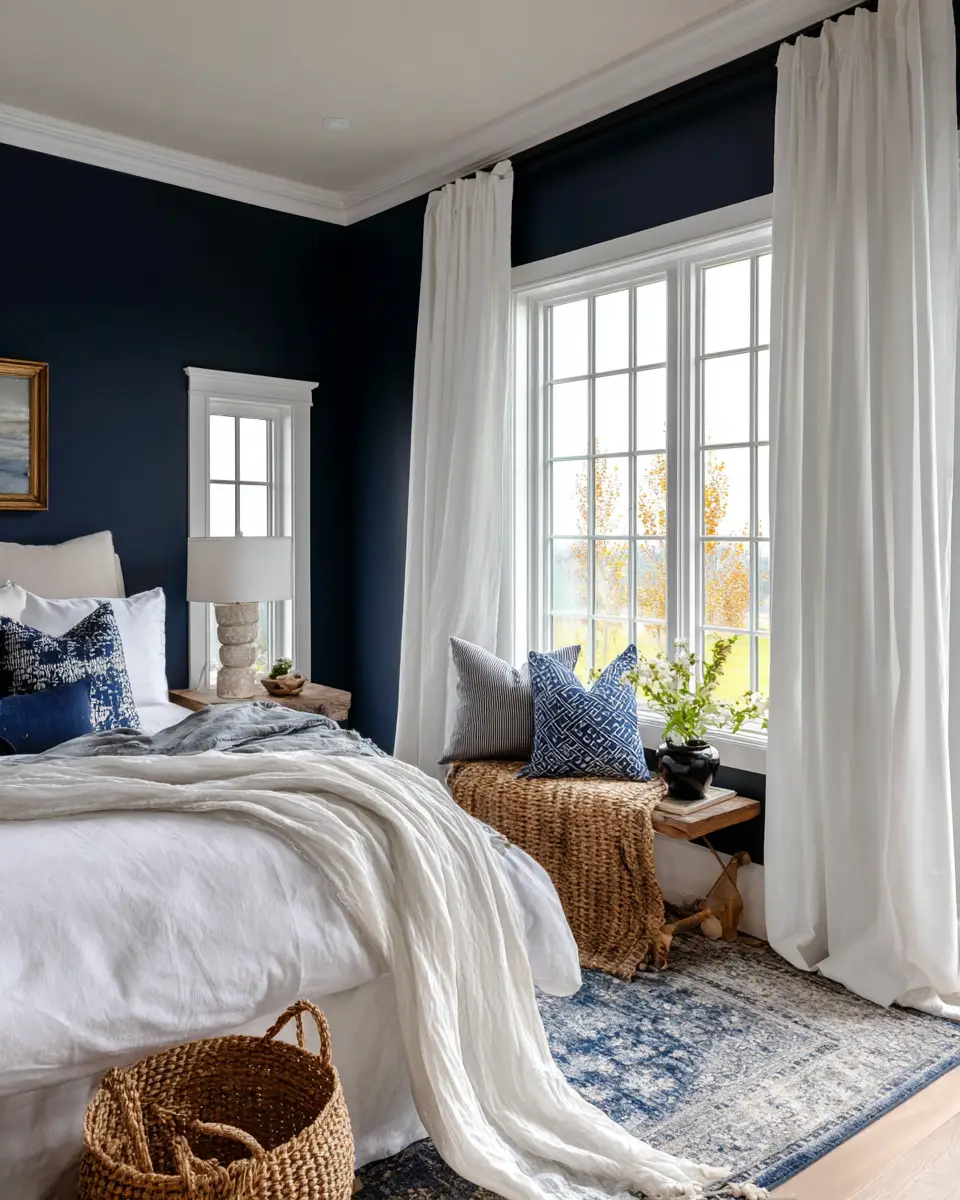 Navy Farmhouse Bedroom Decor Ideas