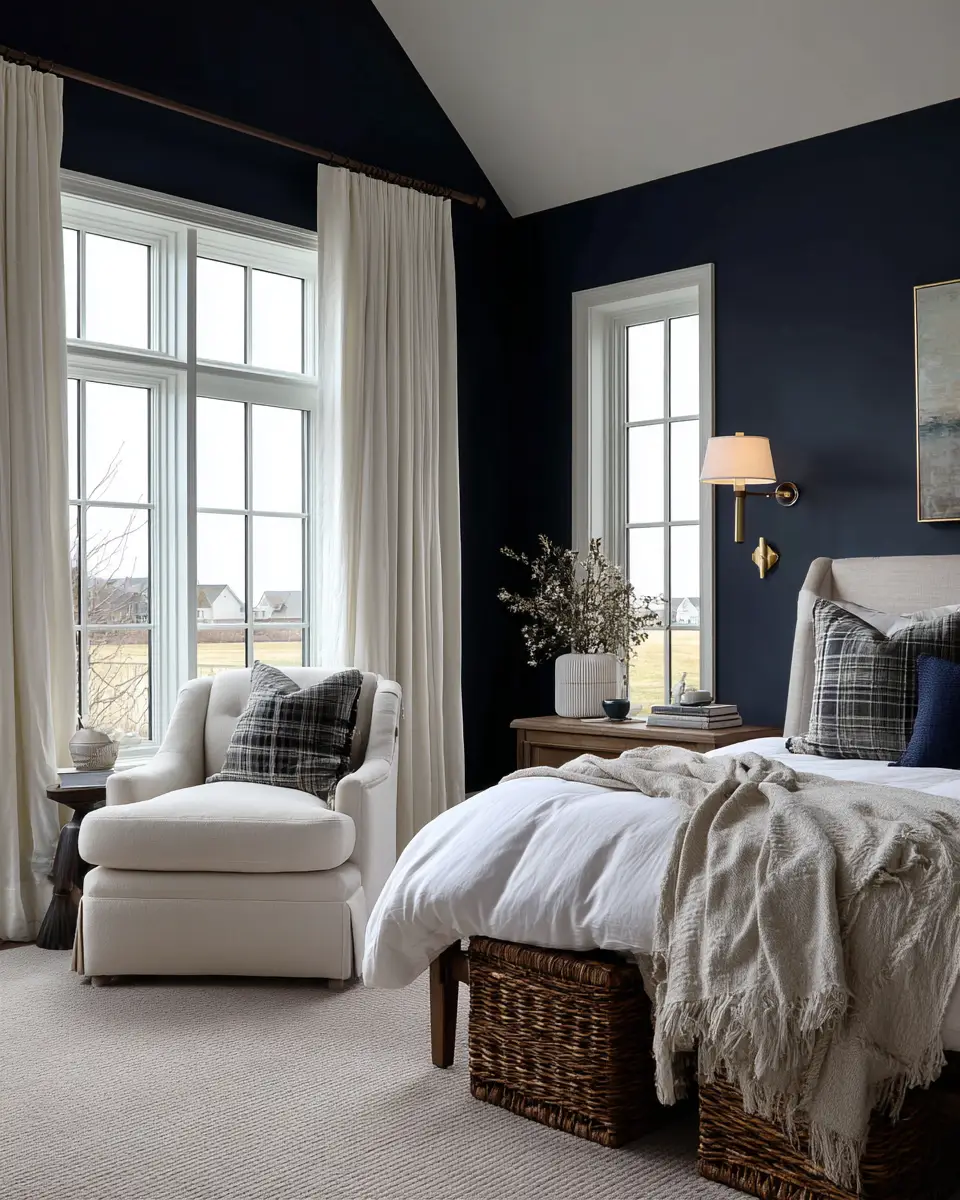 Navy Farmhouse Bedroom Decor Ideas