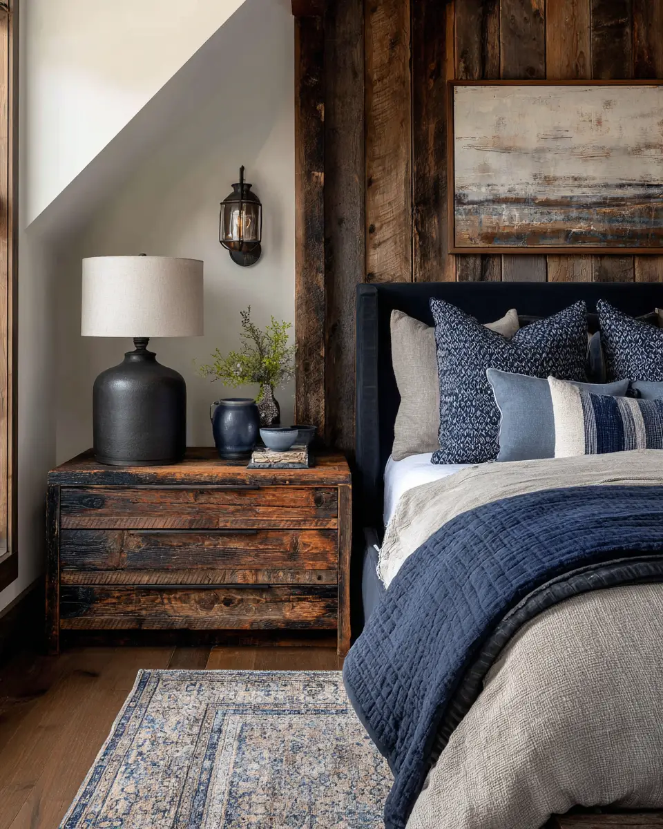 Navy Farmhouse Bedroom Decor Ideas