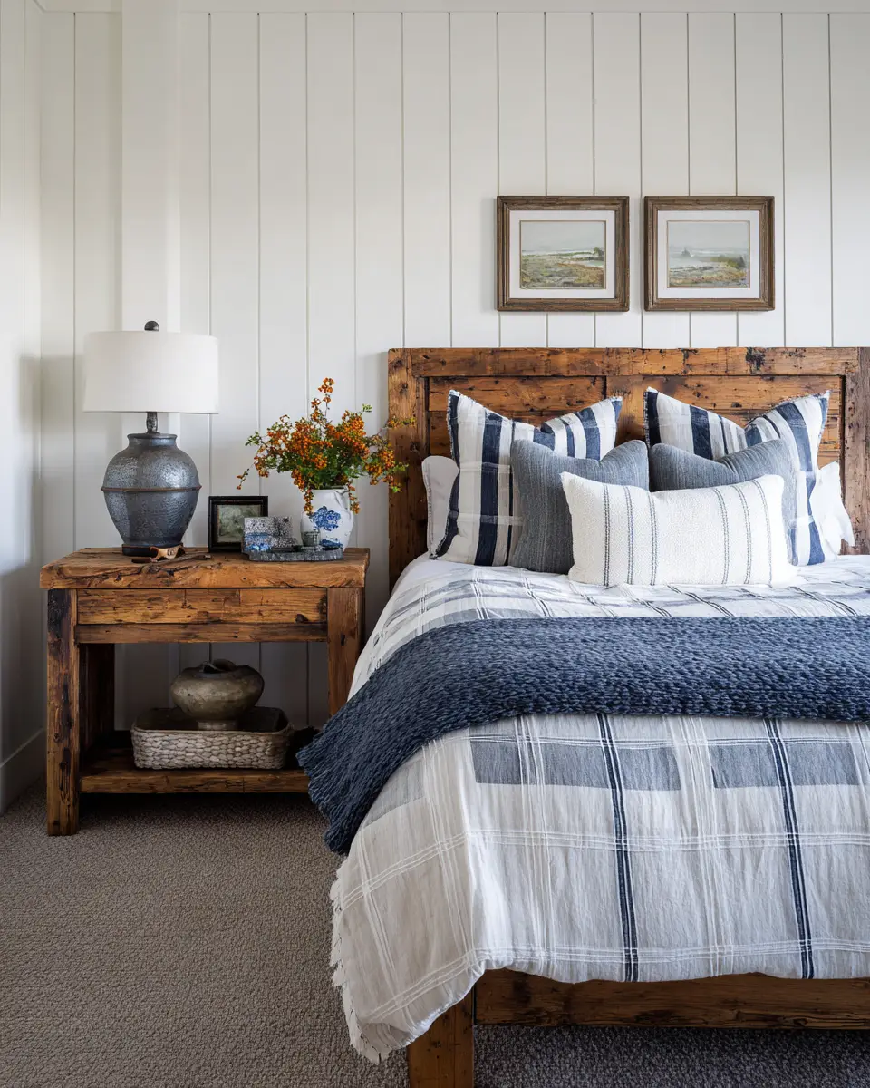 Navy Farmhouse Bedroom Decor Ideas