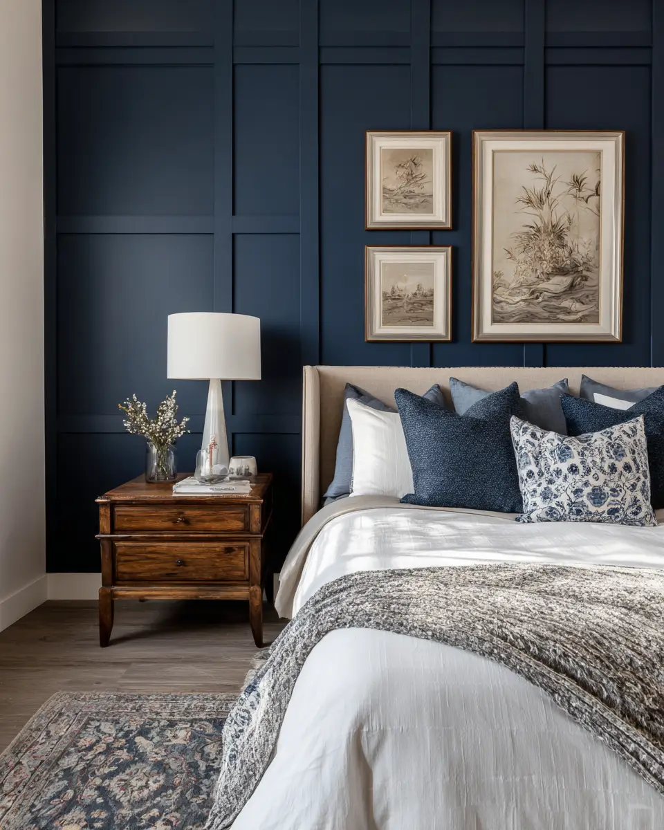 Navy Farmhouse Bedroom Decor Ideas