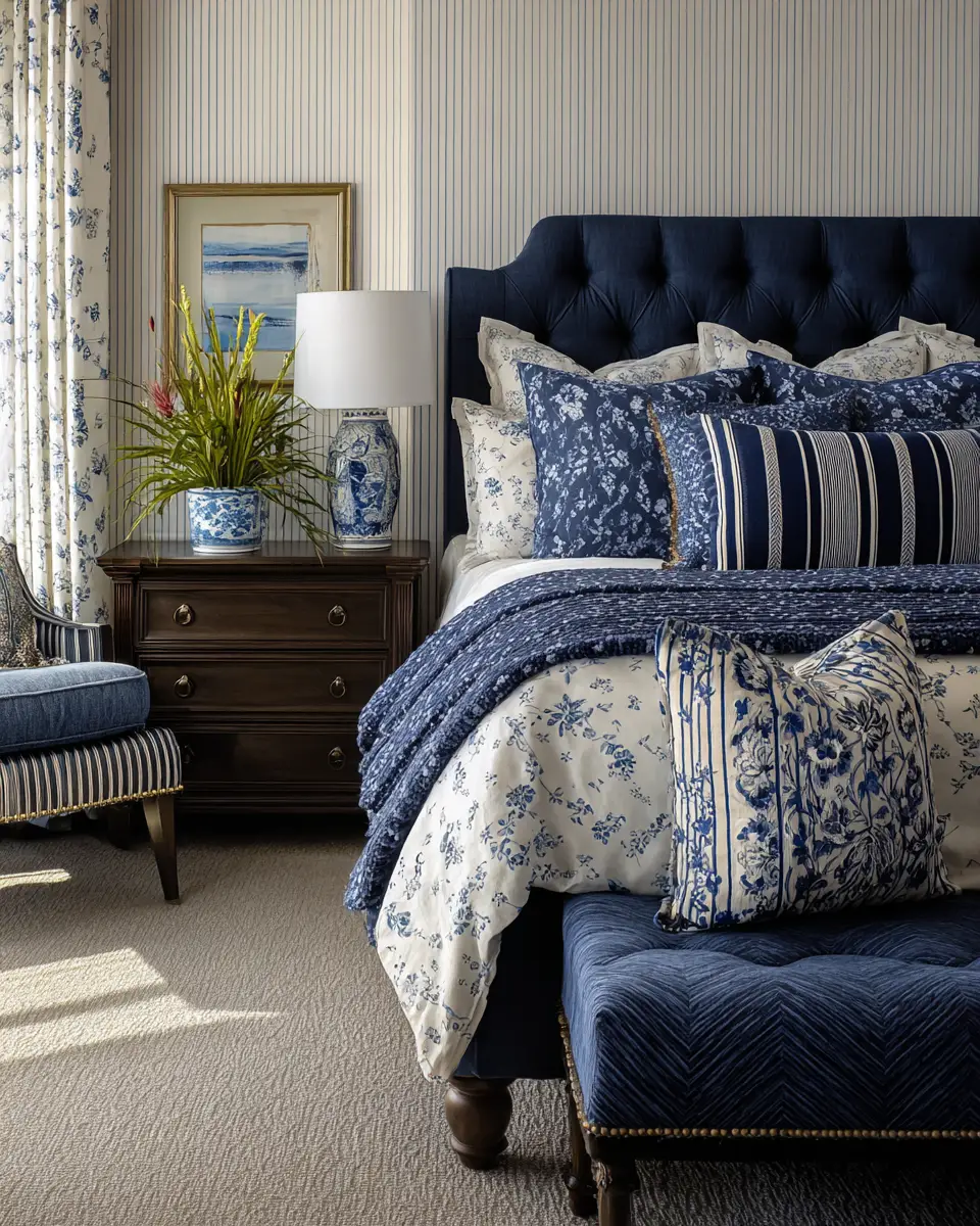 Navy Farmhouse Bedroom Decor Ideas