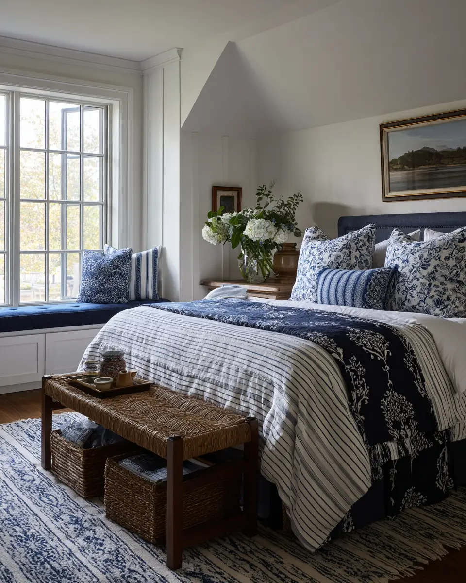 Navy Farmhouse Bedroom Decor Ideas