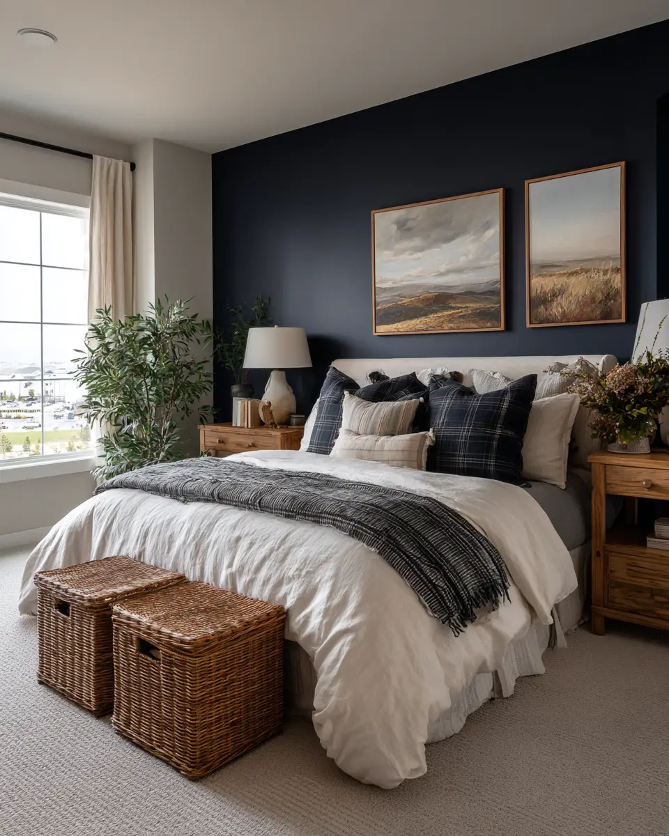 Navy Farmhouse Bedroom Decor Ideas