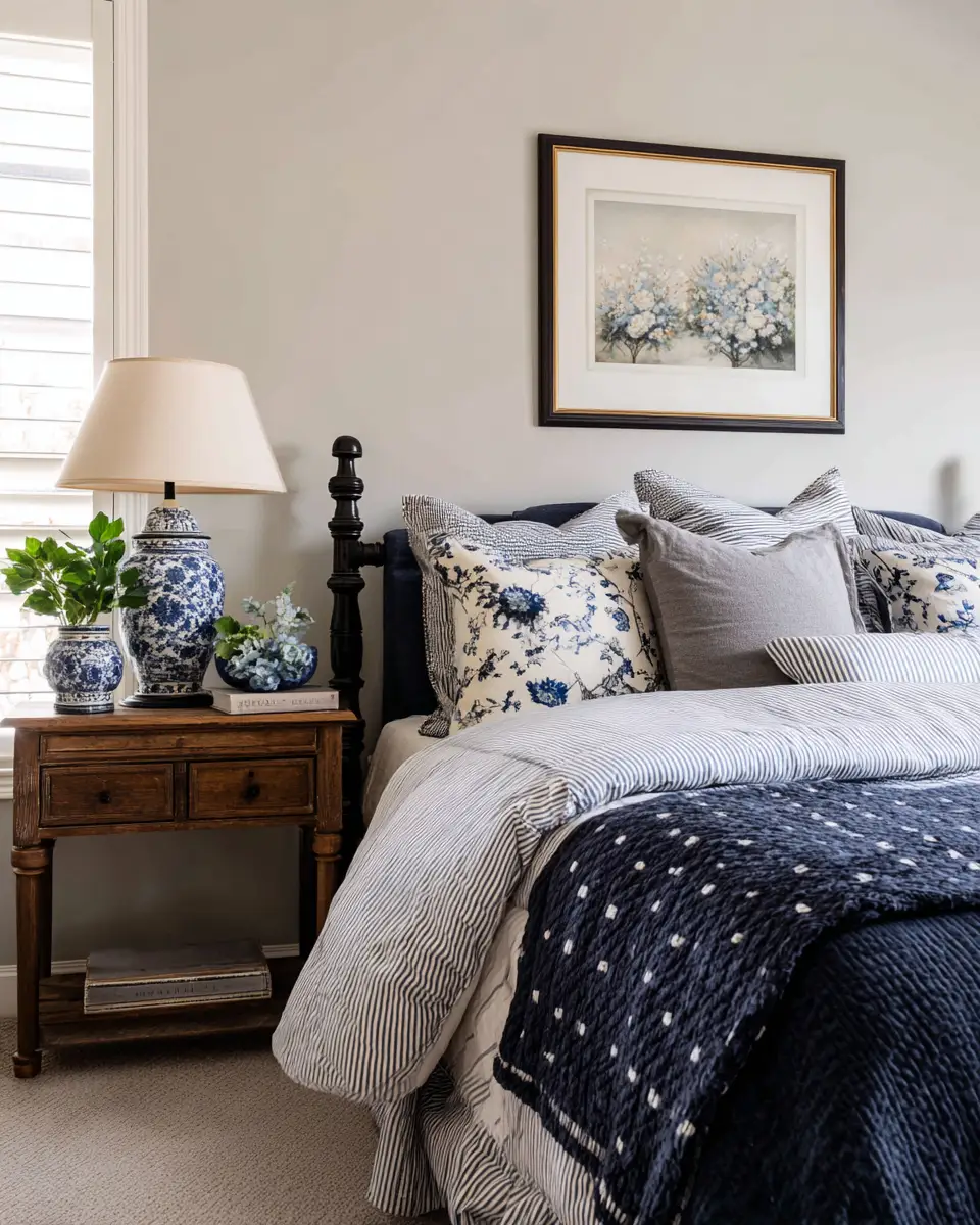 Navy Farmhouse Bedroom Decor Ideas