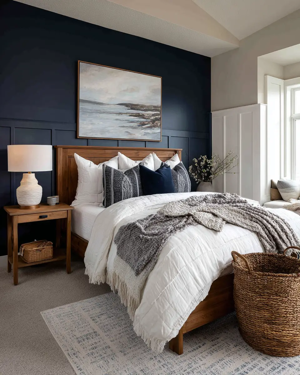 Navy Farmhouse Bedroom Decor Ideas