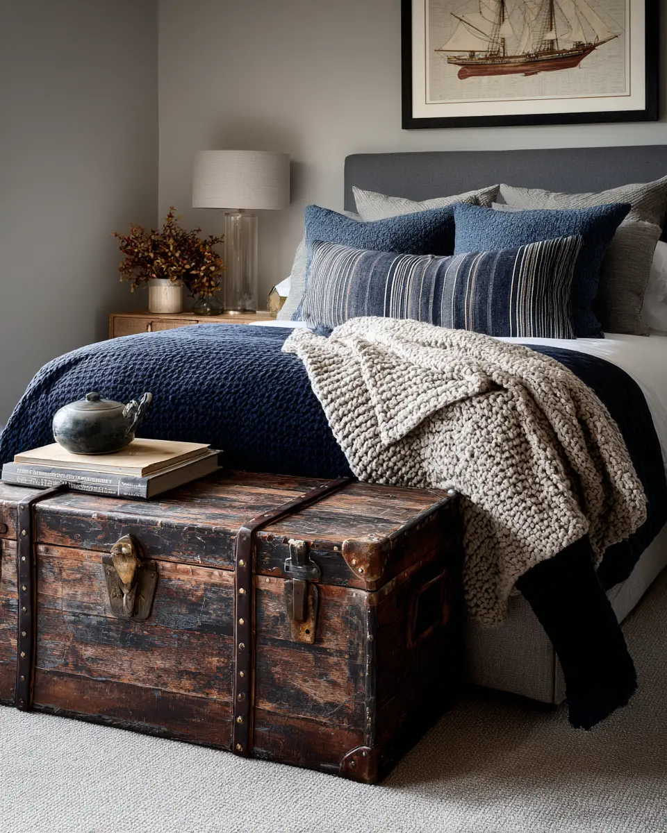 Navy Farmhouse Bedroom Decor Ideas