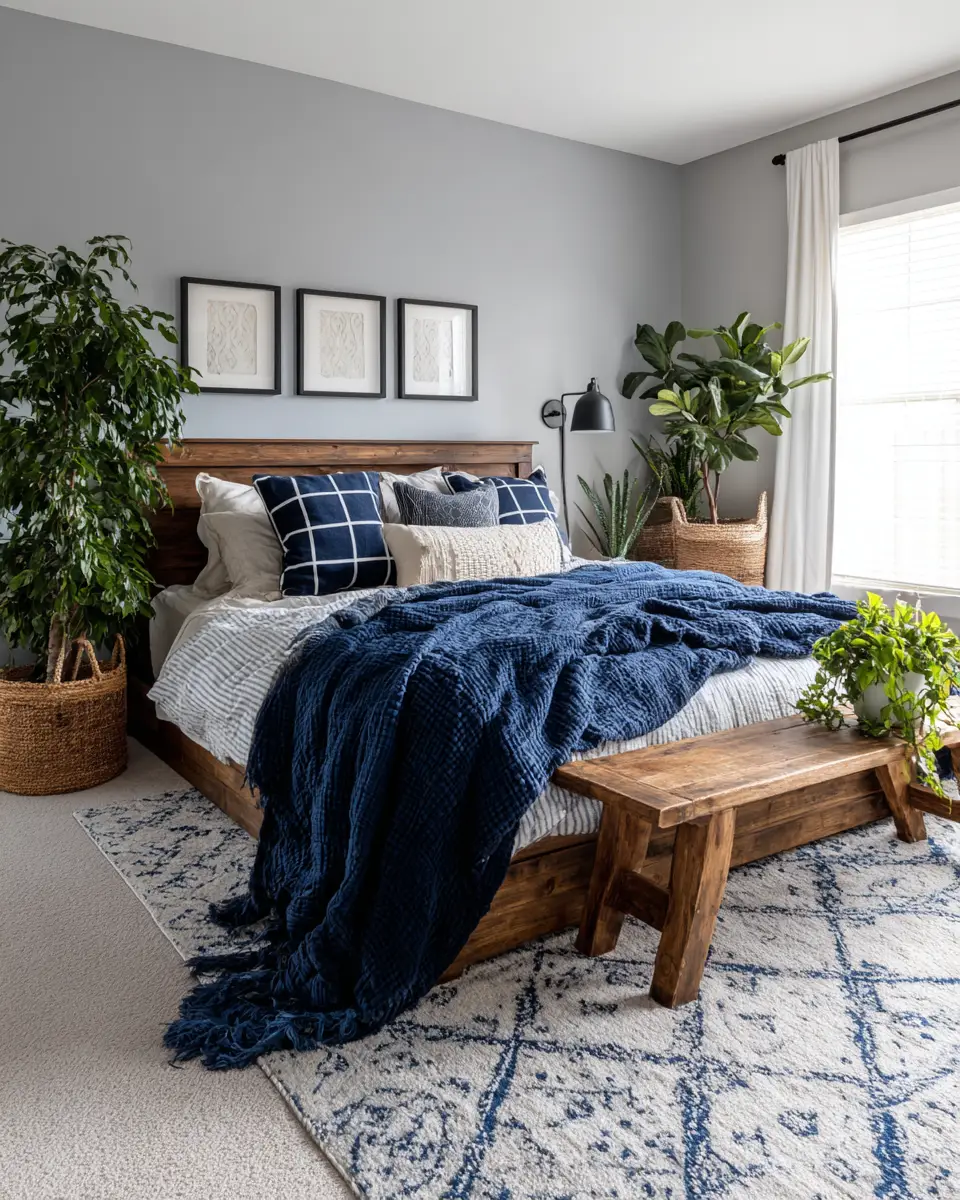 Navy Farmhouse Bedroom Decor Ideas