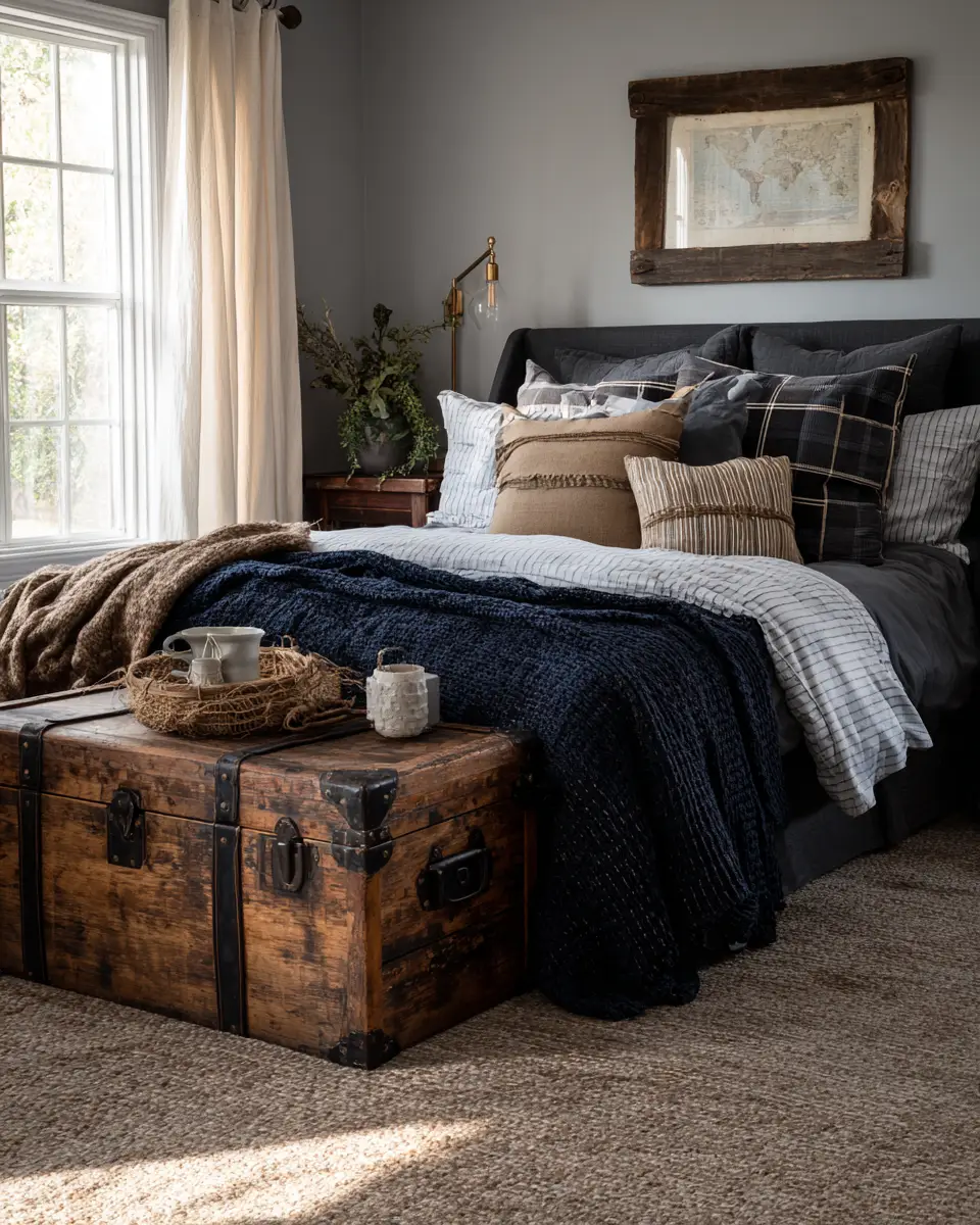 Navy Farmhouse Bedroom Decor Ideas