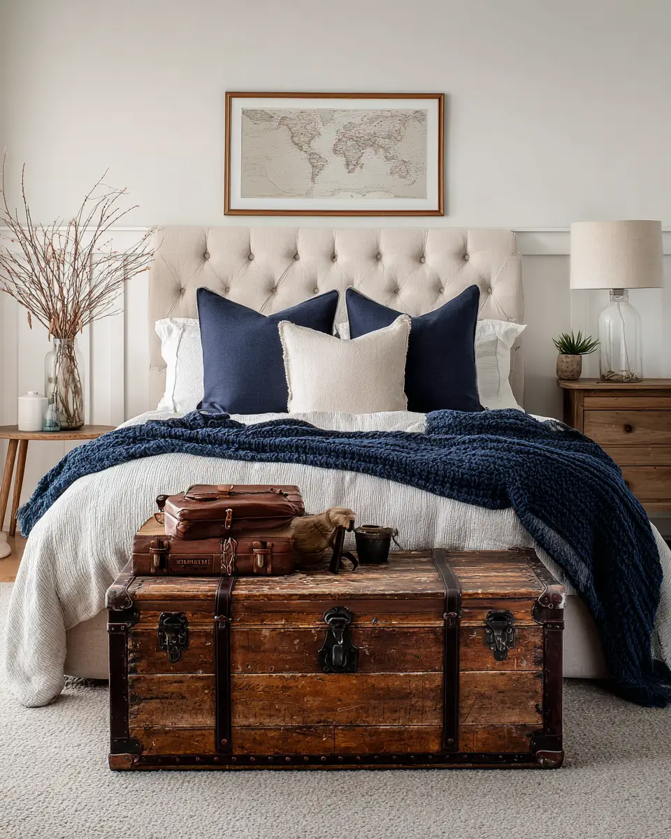 Navy Farmhouse Bedroom Decor Ideas