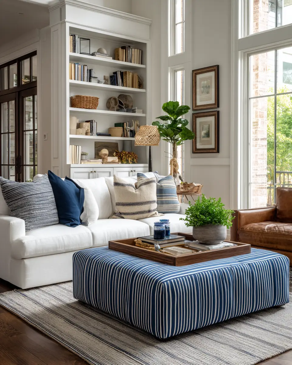 Navy Farmhouse Living Room Decor Ideas