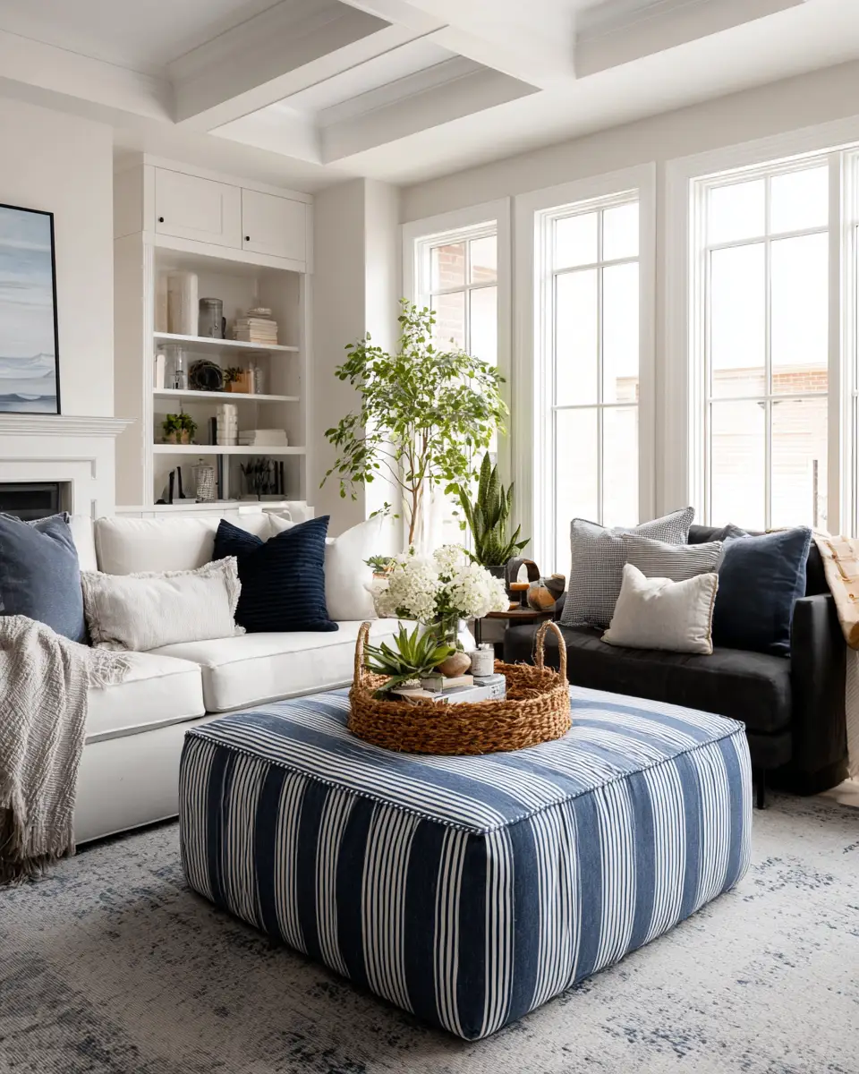 Navy Farmhouse Living Room Decor Ideas