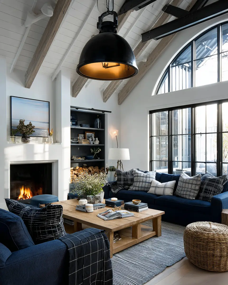 Navy Farmhouse Living Room Decor Ideas