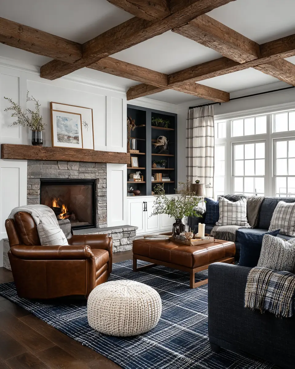 Navy Farmhouse Living Room Decor Ideas