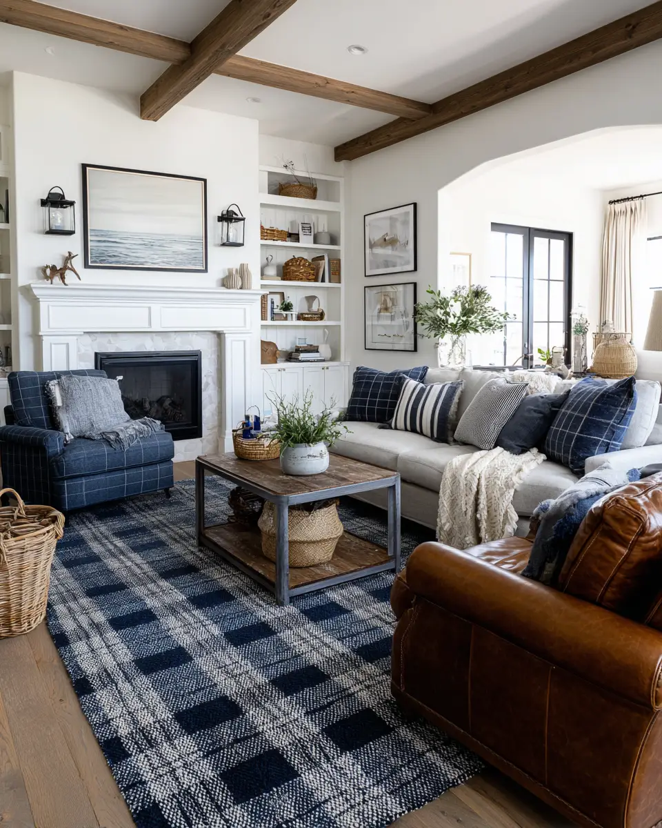 Navy Farmhouse Living Room Decor Ideas