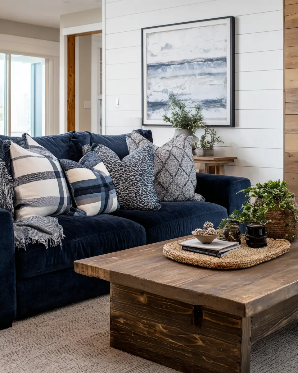 Navy Farmhouse Living Room Decor Ideas
