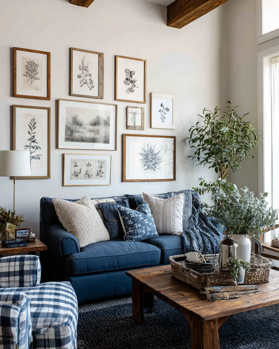 Navy Farmhouse Living Room Decor Ideas