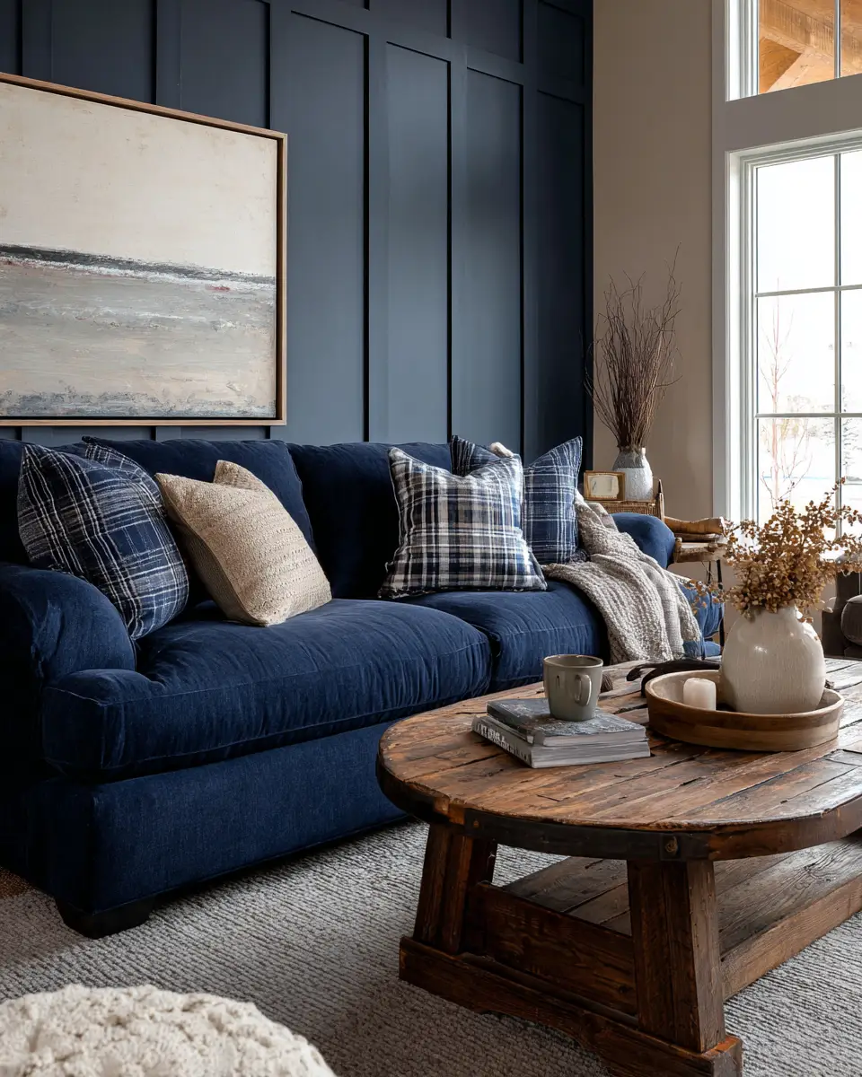 Navy Farmhouse Living Room Decor Ideas