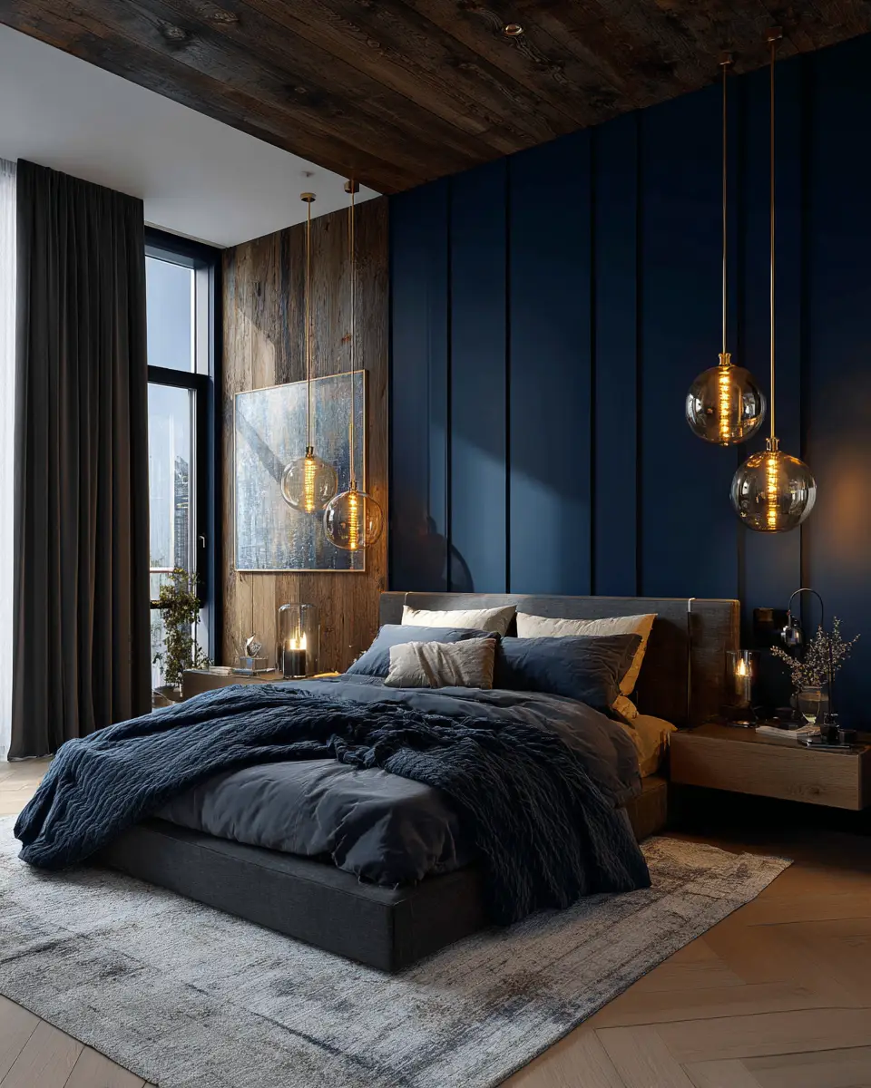 Navy Industrial Bedroom Decor Ideas