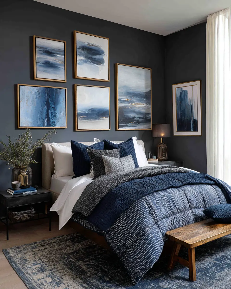 Navy Industrial Bedroom Decor Ideas