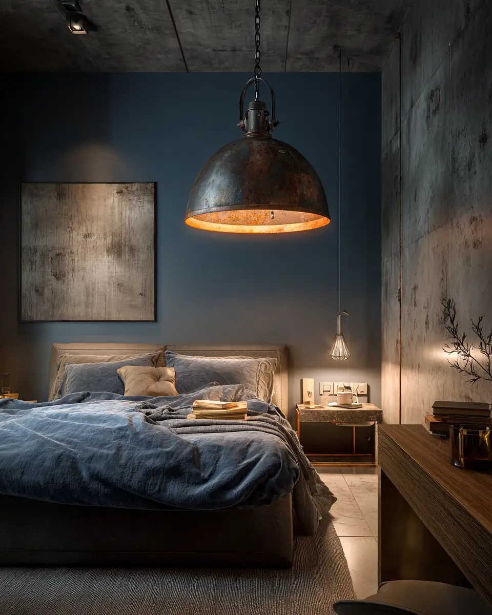 Navy Industrial Bedroom Decor Ideas