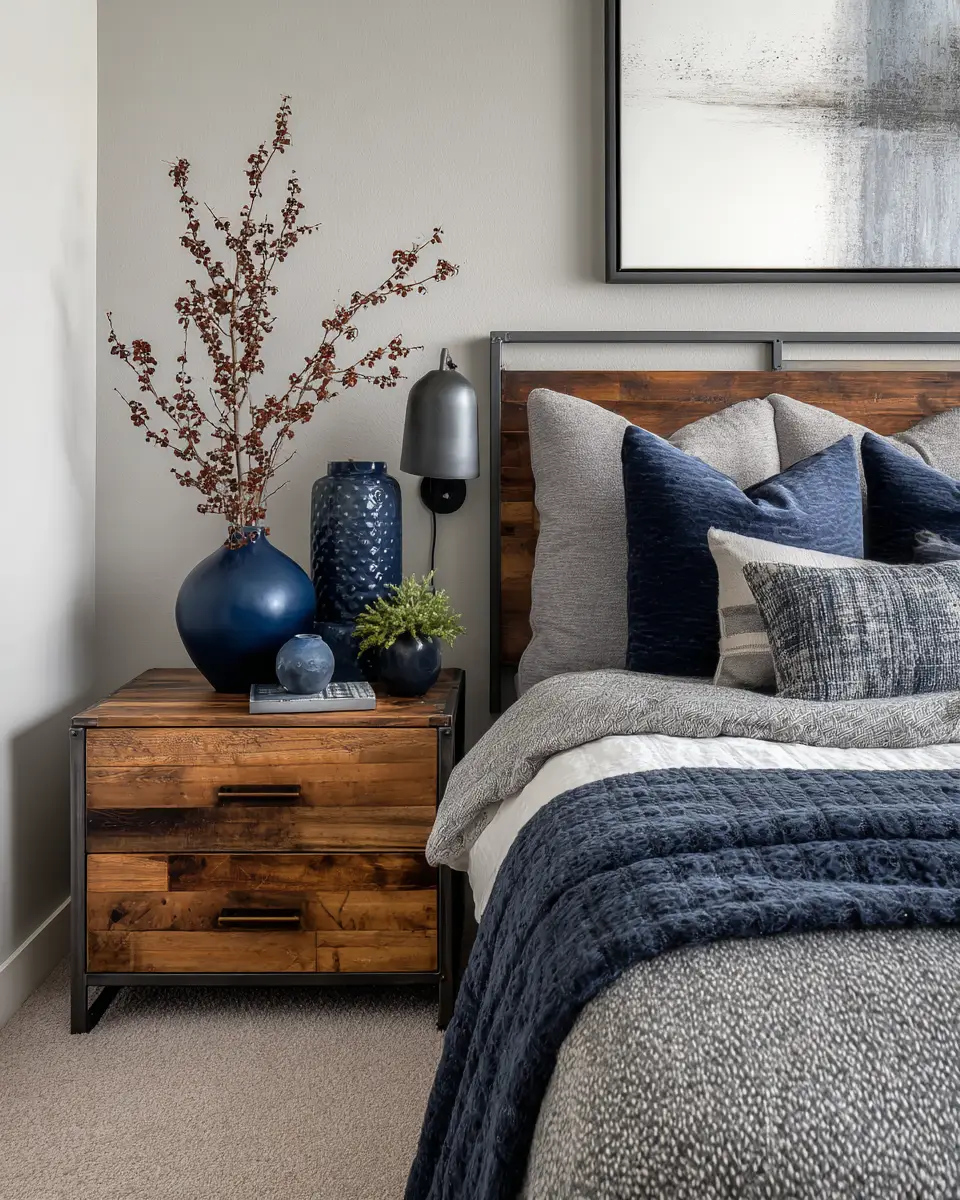 Navy Industrial Bedroom Decor Ideas