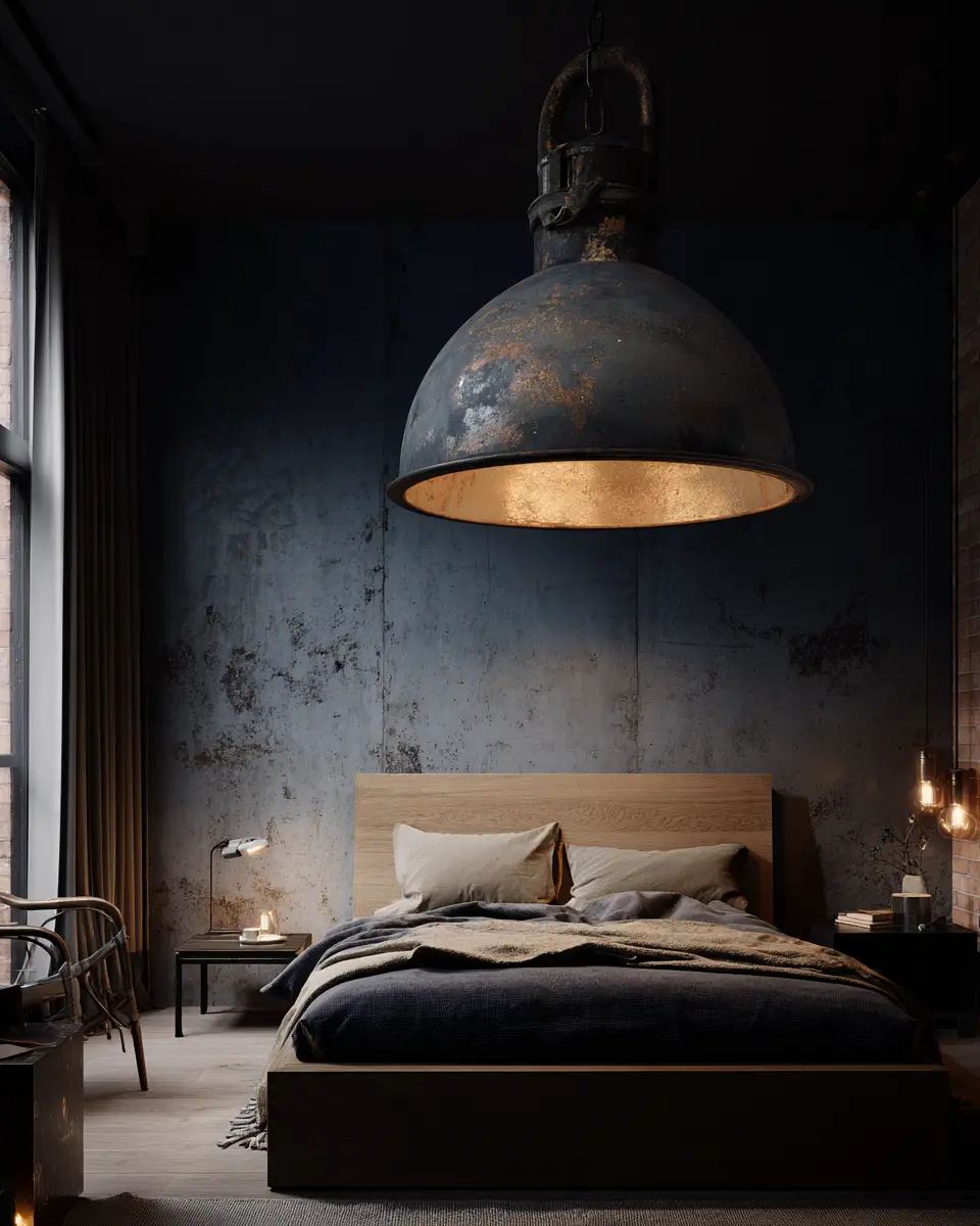 Navy Industrial Bedroom Decor Ideas