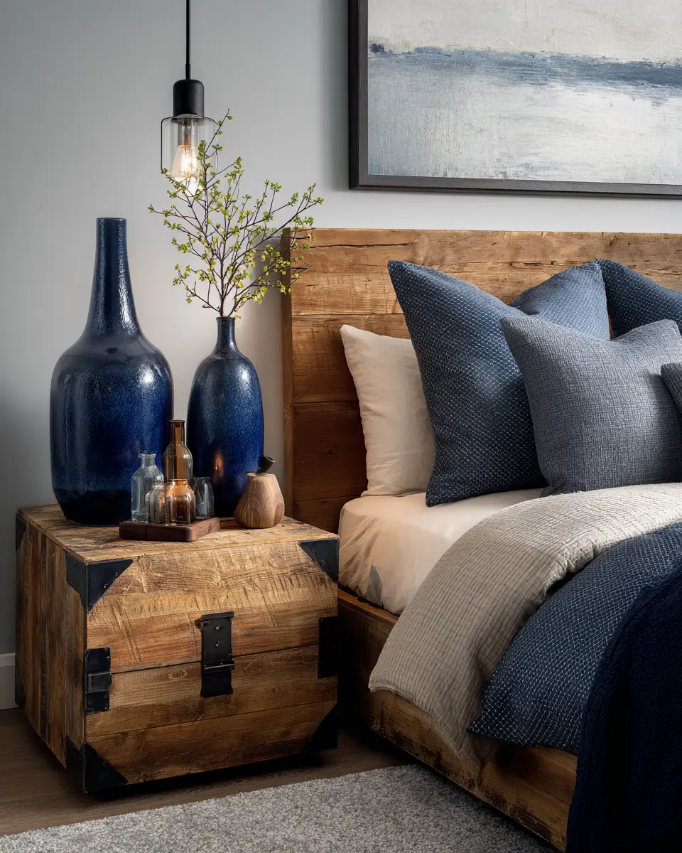 Navy Industrial Bedroom Decor Ideas