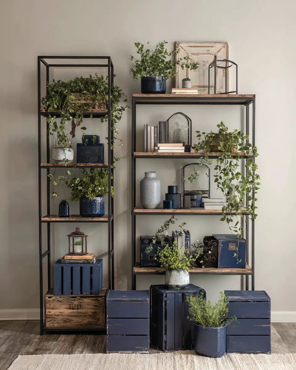 Navy Industrial Bedroom Decor Ideas