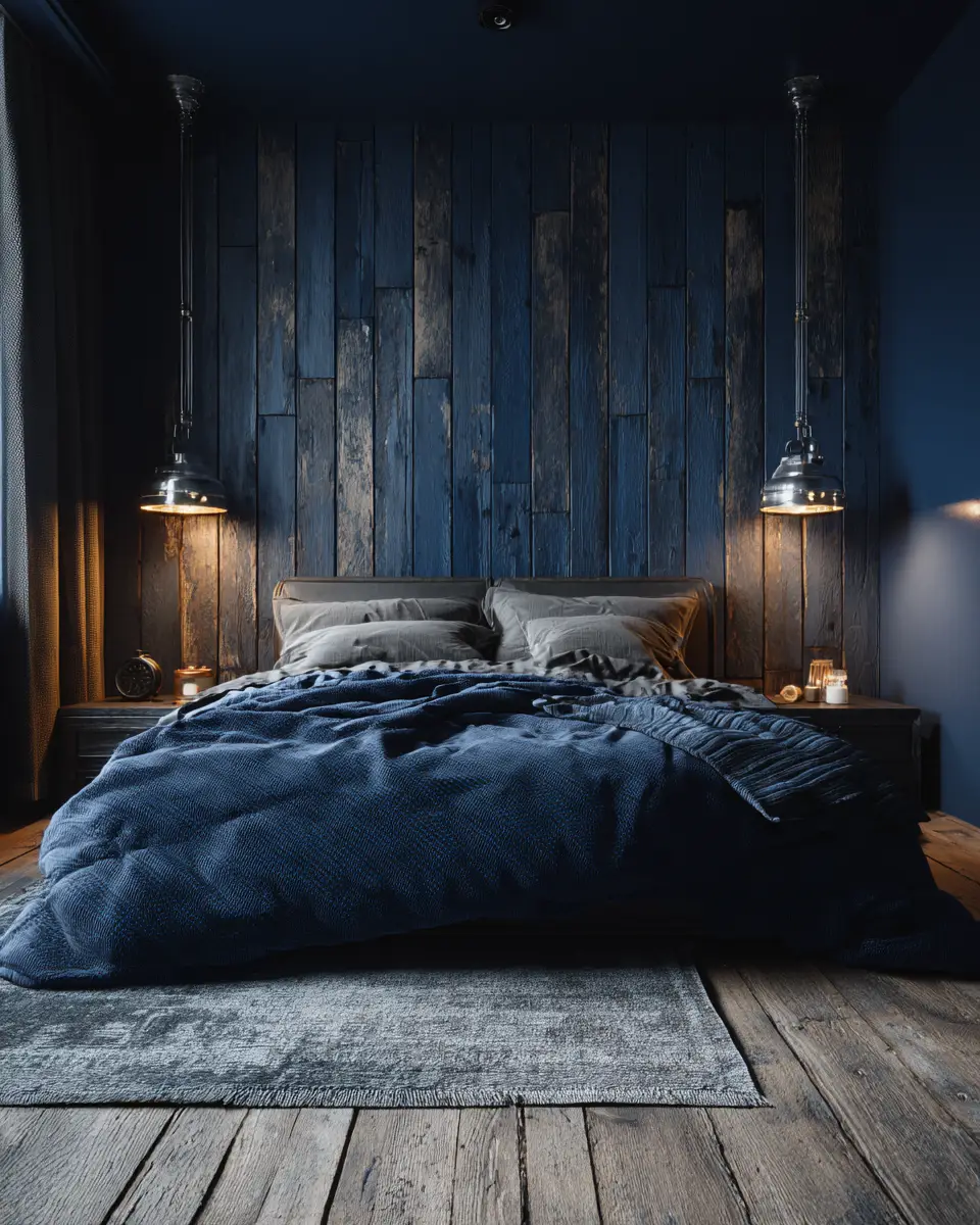 Navy Industrial Bedroom Decor Ideas