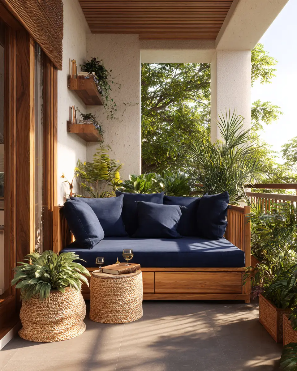 Navy Japandi Balcony Decor Ideas