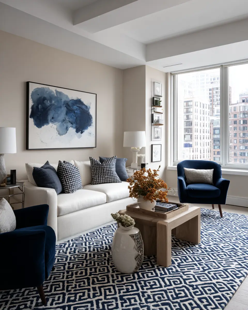 Navy Minimalist Living Room Decor Ideas