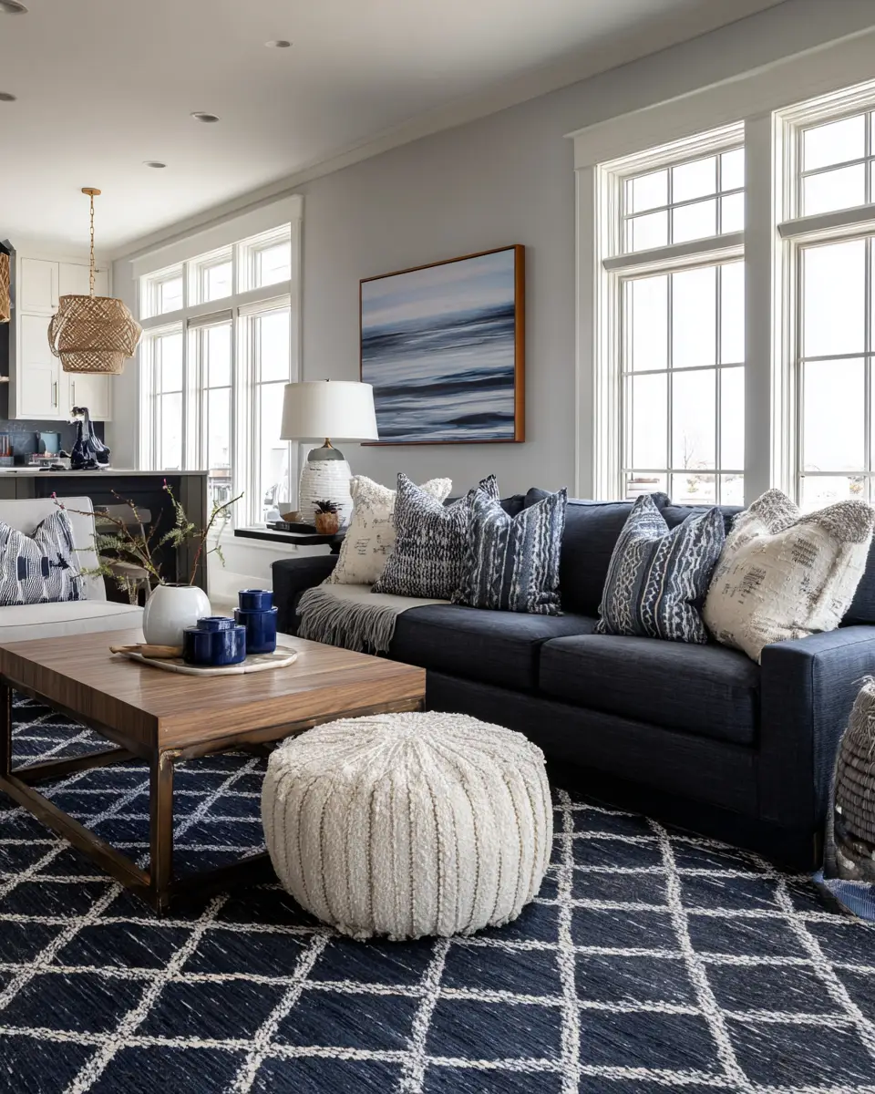 Navy Minimalist Living Room Decor Ideas